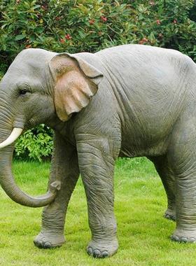 户外仿真大象招财河马园林玻璃钢雕塑假动物花园庭院动物模型摆件