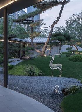 晶悦现代轻奢样板房酒店大堂透明树脂鹿落地摆件装饰雕塑工厂定制