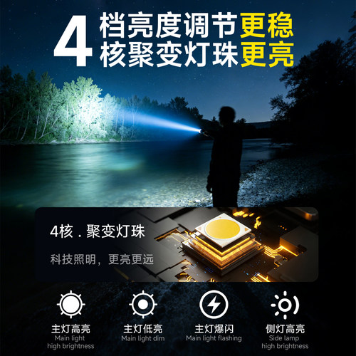 奥克斯户外强光手电筒台风救援手提探照灯超亮远射大功率长续航 - 图0