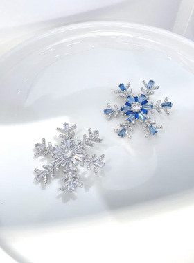HF何家精致晓雪初雪花胸针925银