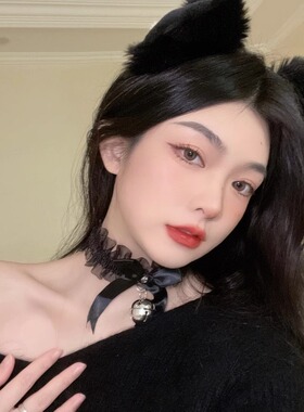 猫耳朵铃铛头箍发卡女可爱蝴蝶结性感纯欲兔子圣诞节装饰万圣节