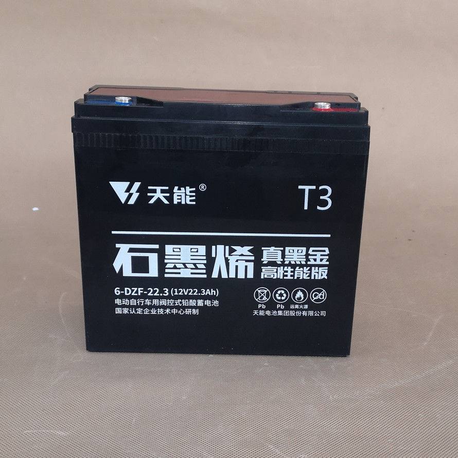 天能石墨烯黑金12V24V48V60V72V22A单只电瓶6-DZF-22一块照明电池 - 图1