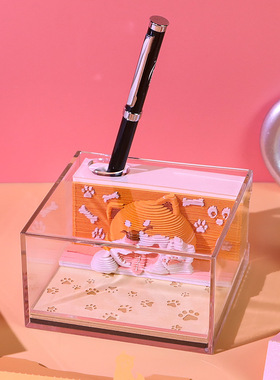 柯基纸雕桌面摆件创意文创礼品定制家居装饰制潮玩盲盒3d立体便签