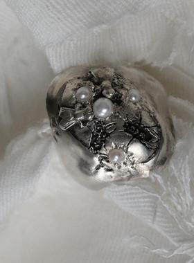 MOUNTMESU_Silver Fly&Pearl银制苍蝇&珍珠镶嵌银饰工匠先锋戒指