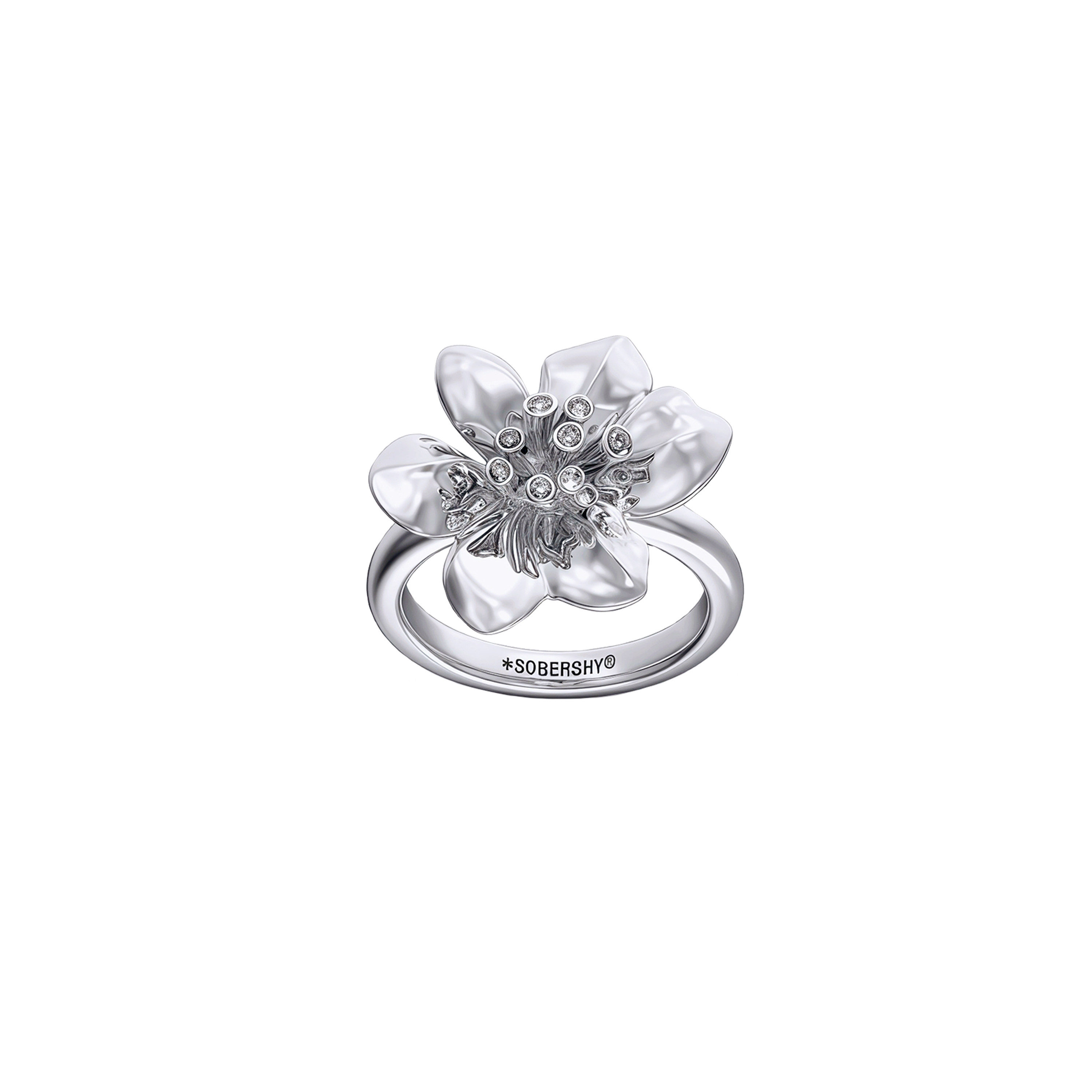 Twin Lily Flower Plain Ring 3 Colors