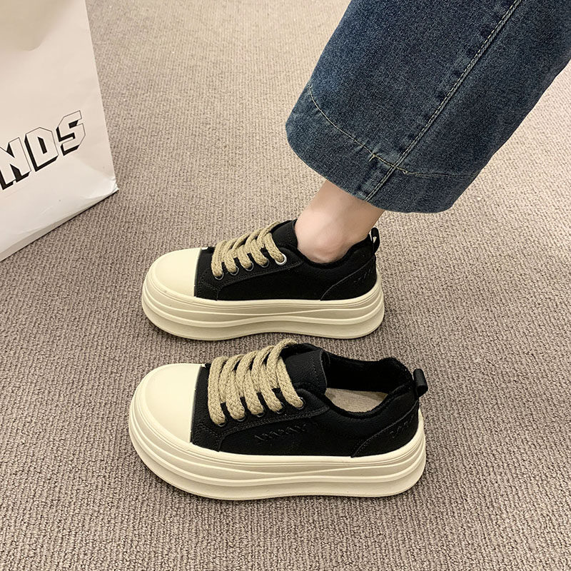 厚底增高运动板鞋女2025秋冬新款爆款加绒百搭休闲轻便松糕面包鞋,淘宝优惠券,粉丝福利购,淘宝优惠卷