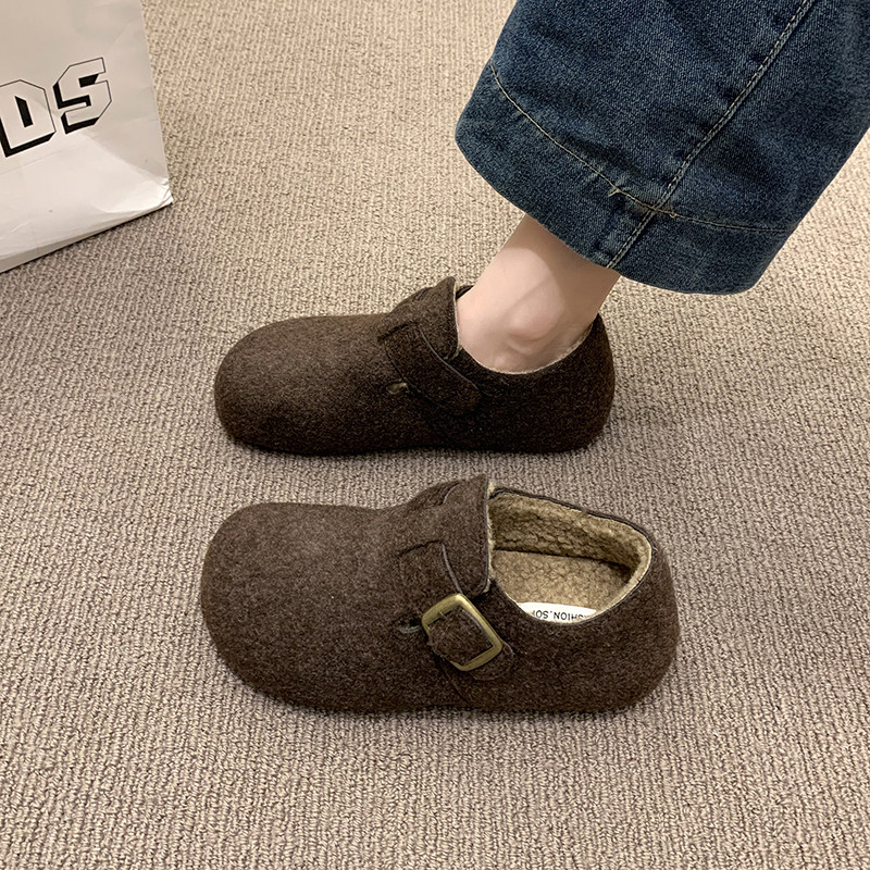 加绒勃肯鞋女2025冬季新款复古百搭内增高保暖毛毛棉鞋软底豆豆鞋,淘宝优惠券,粉丝福利购,淘宝优惠卷