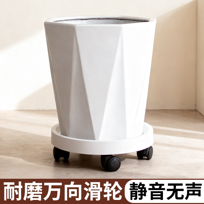 陶瓷大花盆带滑轮托盘高筒简约落地客厅阳台发财树天堂鸟落地绿植,淘宝优惠券,粉丝福利购,淘宝优惠卷