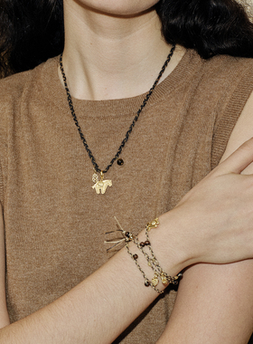 SOFT ROOM小马金钱结编绳长项链配饰小众设计感本命年礼物毛衣链