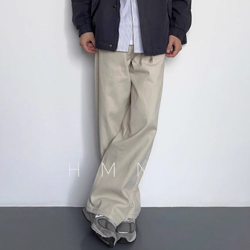 HMN Studio日系复古水洗休闲直筒裤美式宽松简约百搭宽松牛仔裤男 - 图0