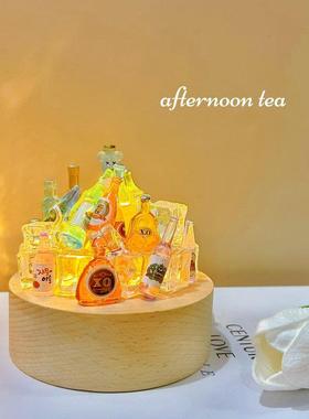 diy迷你小酒瓶小夜灯发光桌面摆件创意ins车内车载女情侣礼物男生