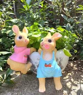 花园装饰小兔子摆件户外花园庭院阳台微景观造景树脂花盆装饰挂件