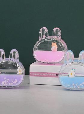 儿童卡通漂浮沙漏摆件南瓜车兔头创意油滴笔插液体流沙玩具摆件