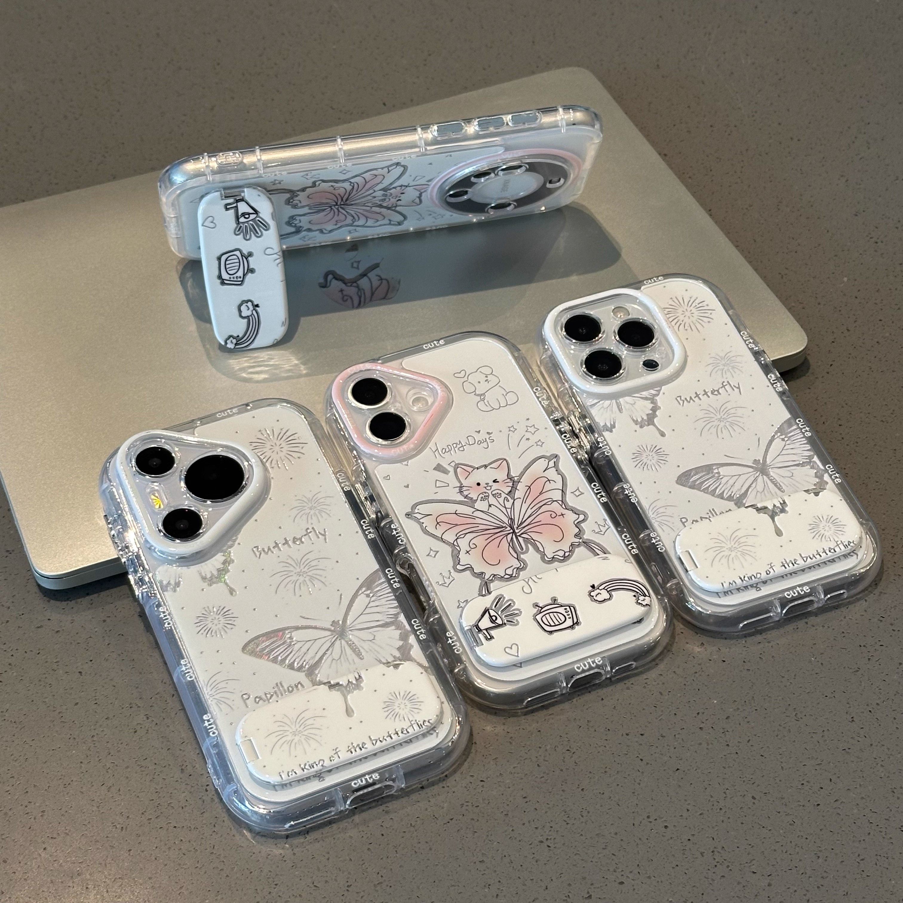 小猫蝴蝶镜子支架适用小米17pro手机壳米15/14/13新款动漫k90/k80卡通可爱note15/14女turbo4全包防摔保护套,淘宝优惠券,粉丝福利购,淘宝优惠卷