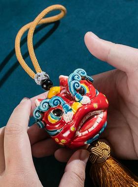 交趾陶创意瑞兽醒狮茶具陶瓷摆件创意装饰精品茶玩配件送人送礼品