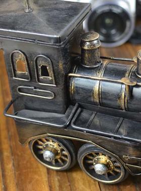 纯手工蒸汽火车头模型 复古酒吧经典创意摆件 拍摄道具/家居装饰