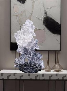 新中式透明树脂雕塑太湖石别墅客厅玄关抽象高档软装工艺饰品摆件