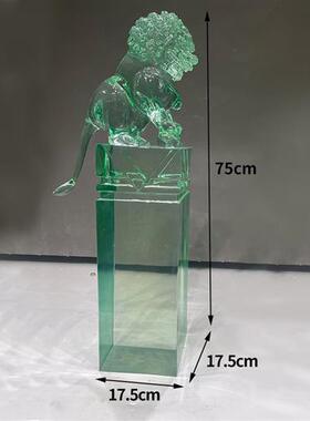 透明金箔狮子落地摆件貔貅拴马桩立柱酒店售楼处别墅招财镇宅雕塑