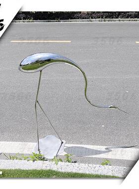 不锈钢金属仙鹤鸟白鹭雕塑售楼部样板间庭院水池草坪装饰户外摆件