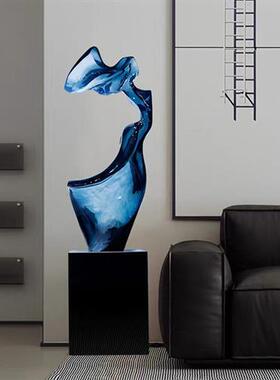 现代轻奢透明树脂雕塑客厅电视机柜两侧落地摆件楼梯口玄关装饰品