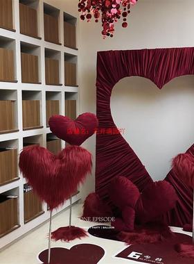 大红色新年爱心摆件网红节日装饰置景美陈列店铺商场打卡点背景墙