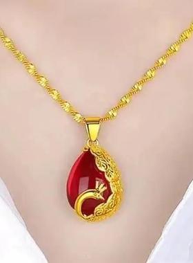 爆款【快抢】香港正品黄金色项链女水滴吊坠老年人项链高级送妈妈