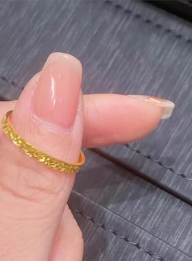 【爆款抢购 】轻奢高级感锡沙金碎冰冰戒指女素圈食指戒细款不掉