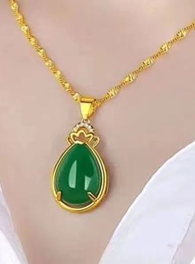 爆款【大捡漏】香港金正品沙金项链女款时尚吊坠奢华黄金色项链