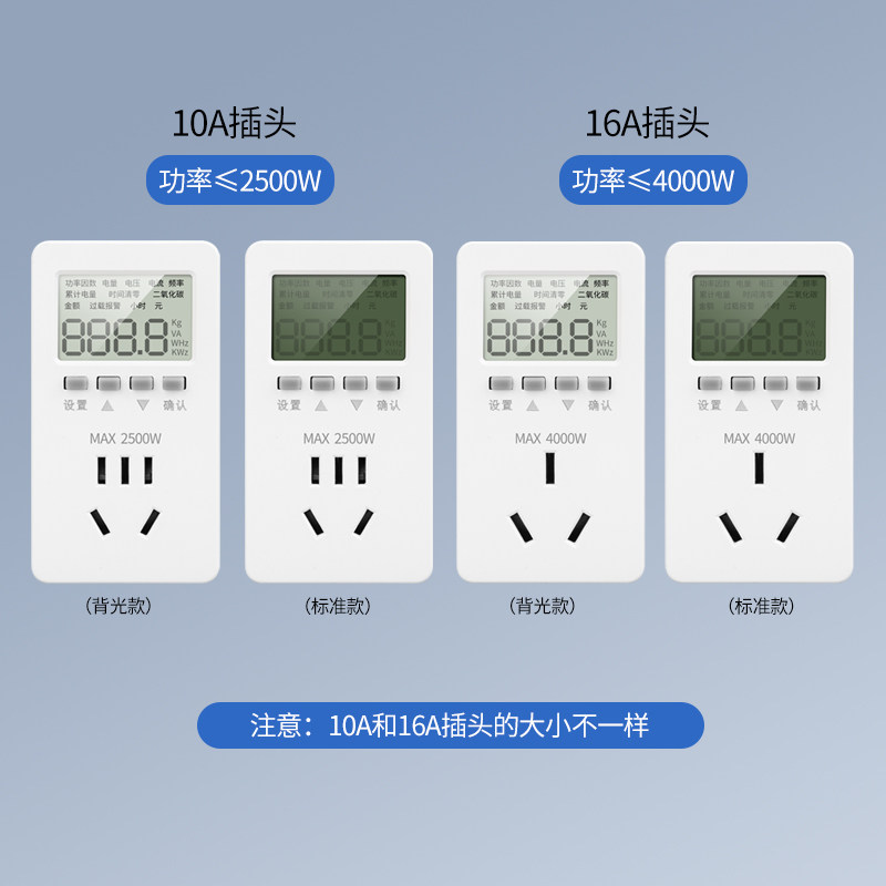 电表家用电费功率电量计量显示插座电力监测仪出租房空调功耗电表