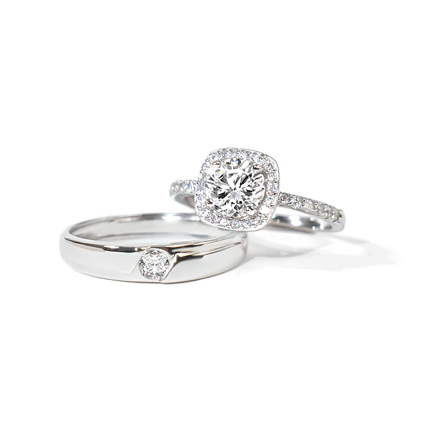 1 carat moissanite sugar cube platinum plated diamond ring