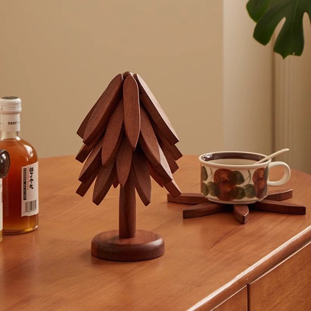 Black walnut tree heat insulation pad solid wood anti-scalding heat-resistant pad household round creative dining table dish mat place mat ornament