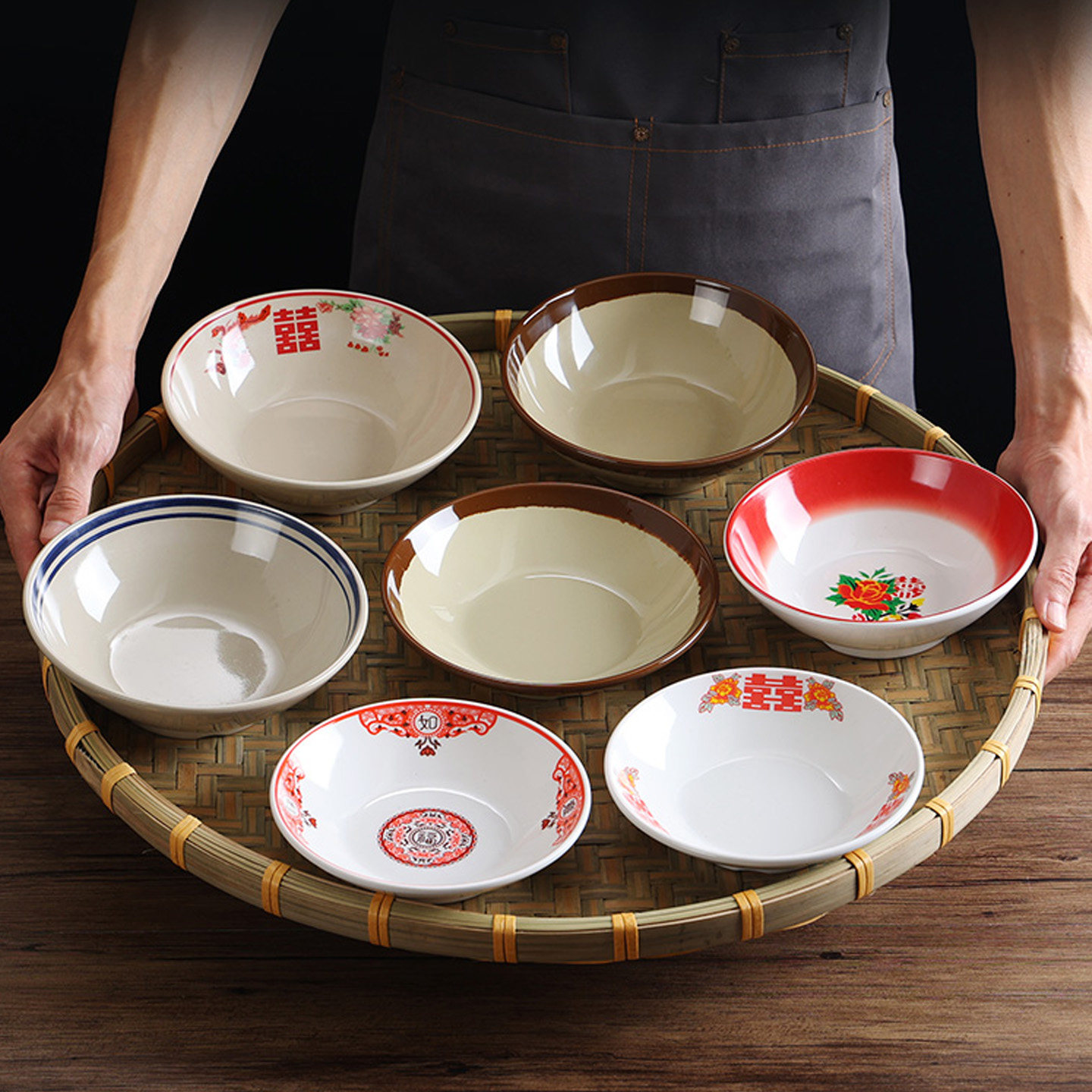 市井复古怀旧老式双喜土碗小碗菜碗商用火锅店小份菜碗调料碗饭碗