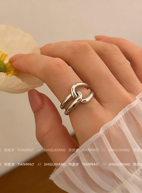 双层打结素圈戒指女小众设计
