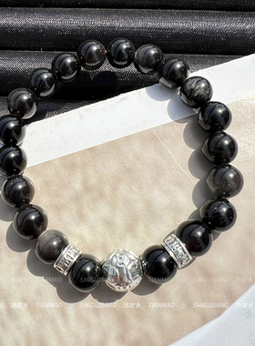 黑色水晶串珠手链女款2025新款