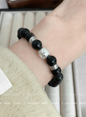 黑色水晶串珠手链女款2025新款