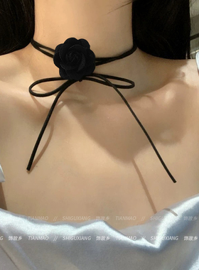 黑玫瑰花项链女款2025新款
