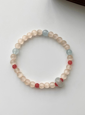 「海棠未雨」新中式猫眼石荔枝冻手串海蓝宝手链小众高级感手饰女