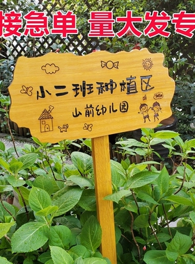 木质DIY空白手绘板花草提示告示牌植物插地标签标识牌幼儿园挂牌