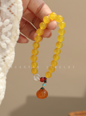 暖言女黄玛瑙小众设计转运珠手链
