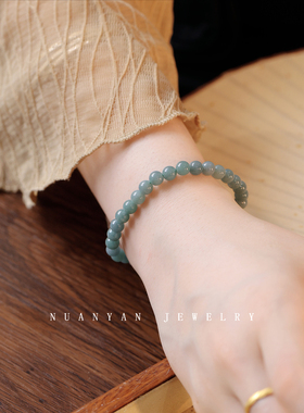 暖言天然单圈翡翠素圈手串