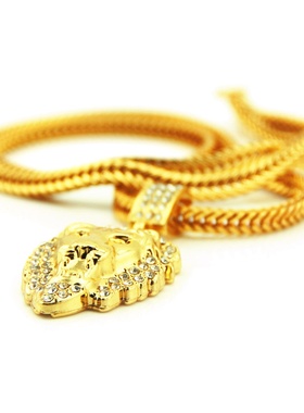 镶钻狮子头吊坠项链 欧美饰品hiphop男友创意配饰