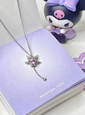 新款库洛米丘比特之心项链女爱神之心活动翅膀锁骨链卡通甜美风