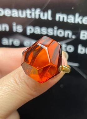 欧洲 血珀红色琥珀戒指女款手环 礼物 异形切割 配饰