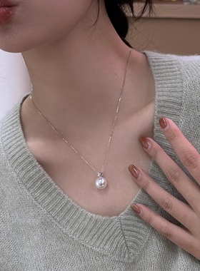 新品四色王妃款不掉色钛钢珍珠吊坠项链白色金色铂金灰色轻奢小众