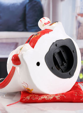 招财猫摆件生意兴隆开业礼物电自动摇手大号家居客厅办公室发财猫