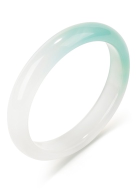 天然玉髓手镯半山半水玛瑙油青远山黛古风冰透圆女款玉镯玉石