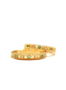 【月下竹影】祖母绿铜镀金戒指小众高级感轻奢复古指环