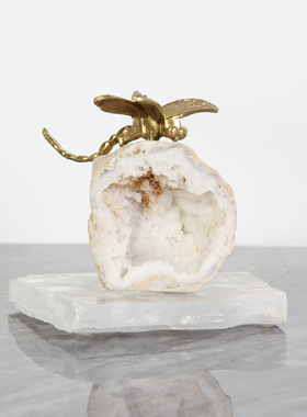 轻奢样板房间黄铜水晶软饰品摆件电视柜玄关创意架书房桌上摆设