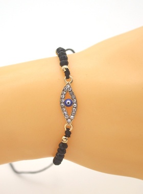 合金水晶滴油串珠恶魔之眼编织手链女时尚欧美12条手链