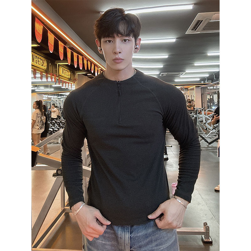 秋冬美式修身德绒打底T恤训练服上衣健身运动男款半拉链圆领长袖,淘宝优惠券,粉丝福利购,淘宝优惠卷